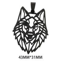 Stainless Steel Animal Pendants, 304 Stainless Steel, Wolf, plated, DIY, more colors for choice, 43x31x1.50mm, Hole:Approx 3.5mm, Sold By PC