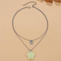 Zinc Alloy Jewelry Necklace with Night-Light Stone with 7cm extender chain plated & fashion jewelry & for woman nickel lead & cadmium free Length Approx 37  Sold By PC