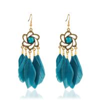 Zinc Alloy Drop Earrings with Feather plated fashion jewelry & for woman nickel lead & cadmium free Sold By Pair