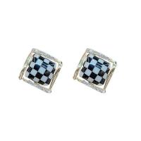 Zinc Alloy Stud Earring Geometrical Pattern gold color plated for woman & enamel & with rhinestone Sold By Pair