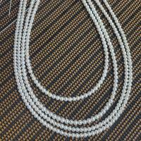 Naturliga sötvattenspärla lösa pärlor, Freshwater Pearl, Något rund, DIY, vit, 3-4mm, Såld Per Ca 17 inch Strand