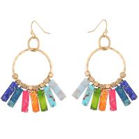 Edelstein Ohrringe, Impression Jaspis, mit Messing, goldfarben plattiert, Modeschmuck & für Frau, gemischte Farben, 63mm, verkauft von Paar