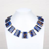 Collar de piedras preciosas joyas, Cloisonne Stone, Trapecio, pulido, Joyería & para mujer, azul, 24x28mm, longitud aproximado 38 cm, Vendido por UD