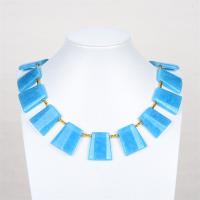 Ожерелья из драгоценных камней, аквамарин, Трапеция, полированный, ювелирные изделия моды & Женский, цвет морской голубой, 24x28mm, длина:Приблизительно 38 см, продается PC