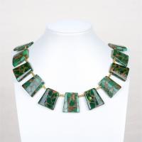 Colar de jóias de pedras preciosas, Cloisonne Stone, Trapézio, polido, joias de moda & para mulher, verde, 24x28mm, comprimento Aprox 38 cm, vendido por PC