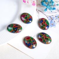 Pedras preciosas de cabochons , Cloisonne Stone, Oval achatado, polido, DIY & tamanho diferente para a escolha, cores misturadas, vendido por PC