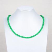 Natural Gemstone Necklace Chalcedony Abacus polished fashion jewelry & Unisex & faceted green Length Approx 38 cm Sold By PC