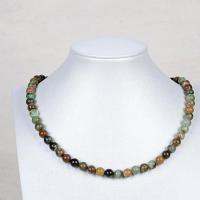 Natural Gemstone Necklace Green Opal Round polished fashion jewelry & for woman mixed colors Length Approx 38 cm Sold By PC