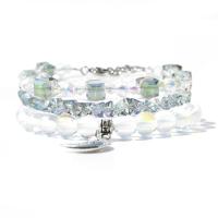 Gemstone Bracelets Sea Opal with Crystal & Zinc Alloy Moon and Star silver color plated three pieces & fashion jewelry & Unisex & faceted mixed colors Length Approx 18 cm Sold By Set