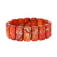 Edelstein Armbänder, Impression Jaspis, Rechteck, Modeschmuck & unisex, rote Orange, Länge:ca. 18 cm, verkauft von PC
