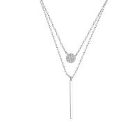 Cubic Zircon Micro Pave 925 Sterling Silver Necklace, with 1.97inch extender chain, plated, Double Layer & fashion jewelry & micro pave cubic zirconia & for woman, more colors for choice, nickel, lead & cadmium free, Length:Approx 15.74 Inch, Sold By PC
