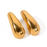 Stainless Steel Stud Earrings, 304 Stainless Steel, 18K gold plated, fashion jewelry & for woman, golden, 27.80x11.60mm, Sold By Pair