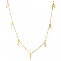 Titanstahl Halskette, mit Kunststoff Perlen, mit Verlängerungskettchen von 1.97inch, 18K vergoldet, Modeschmuck & für Frau, goldfarben, Länge:ca. 17.72 ZollInch, verkauft von PC