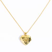 Mode medaljong halsband, 304 rostfritt stål, med 1.97inch extender kedja, Hjärta, mode smycken & med foto medaljong & för kvinna, gyllene, 21x21mm, Längd Ca 15.75 inch, Säljs av PC