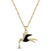 Titanium Steel Necklace with Brass with 1.97inch extender chain swallow fashion jewelry & for woman & with rhinestone golden Sold Per Approx 15.75 Inch Strand