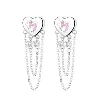 Fashion Fringe Earrings Brass Heart fashion jewelry & micro pave cubic zirconia & for woman nickel lead & cadmium free Sold By Pair