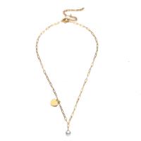 Stainless Steel Jewelry Necklace 304 Stainless Steel with Plastic Pearl with 1.97inch extender chain fashion jewelry & for woman Length Approx 17.72 Inch Sold By PC