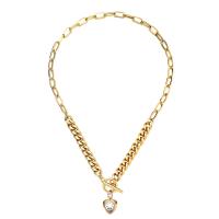 Edelstahl Schmuck Halskette, 304 Edelstahl, mit Kristall, Herz, Modeschmuck & für Frau, keine, 15mm, Länge:ca. 17.72 ZollInch, verkauft von PC