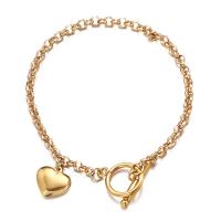 Stainless Steel Jewelry Bracelet, 304 Stainless Steel, Heart, fashion jewelry & for woman, more colors for choice, 15mm, Length:Approx 7.87 Inch, Sold By PC