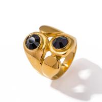 Zirkonia Edelstahl-Finger- Ring, 304 Edelstahl, 18K vergoldet, verschiedene Größen vorhanden & Micro pave Zirkonia & für Frau, goldfarben, ring width 22.5mm, verkauft von PC