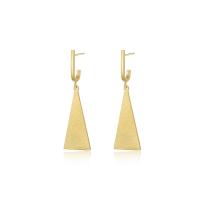 Titanium Steel  Earring, Triangle, Vacuum Ion Plating, fashion jewelry & for woman, golden, 46.70x12.70mm, Sold By Pair