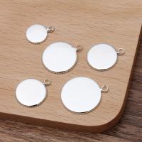 Brass Pendant Findings Flat Round silver color plated DIY nickel lead & cadmium free Approx Sold By Bag