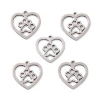 Stainless Steel Heart Pendants, 201 Stainless Steel, DIY, silver color, 15x15x1mm, Hole:Approx 1.2mm, Approx 5PCs/Bag, Sold By Bag