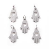 Stainless Steel Pendants, 304 Stainless Steel, Hand, DIY, silver color, 15x9.50x1mm, Hole:Approx 4mm, Approx 5PCs/Bag, Sold By Bag