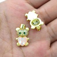 Cubic Zirconia Micro Pave Brass Pendant Bear gold color plated DIY & micro pave cubic zirconia mixed colors nickel lead & cadmium free Sold By PC