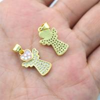 Cubic Zirconia Micro Pave Brass Pendant with Abalone Shell Angel gold color plated DIY & micro pave cubic zirconia pink nickel lead & cadmium free Sold By PC