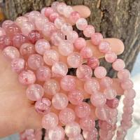 Natural Chalcedony Bead Round DIY pink Sold By Strand