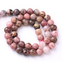 Natural Rhodonite Beads Round DIY pink Sold By Strand