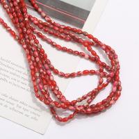 Gemstone Jewelry Beads, Natural Stone, Oval, DIY, red, 4x6mm, Sold Per Approx 38 cm Strand