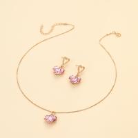 Zinc Alloy Jewelry Sets earring & necklace with Crystal Heart 2 pieces & fashion jewelry & for woman nickel lead & cadmium free Sold By Set