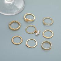 Zinc Alloy Ring Set with Plastic Pearl 8 pieces & fashion jewelry & for woman nickel lead & cadmium free Sold By Set