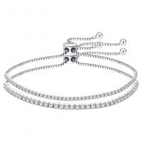 925 Sterling Silver Bangle Bracelet plated & micro pave cubic zirconia & for woman Sold By PC