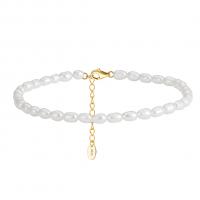 Fashion Sterling Silver Anklet 925 Sterling Silver with Freshwater Pearl with 5CM extender chain plated for woman golden Length Approx 23 cm Sold By PC