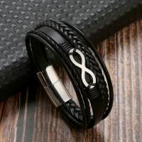 Titan Edelstahl Armband, Titanstahl, mit PU Leder, Modeschmuck & für den Menschen, keine, frei von Nickel, Blei & Kadmium, Länge ca. 21 cm, verkauft von PC