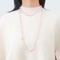 Glass Sweater Chain Necklace with Hematite fashion jewelry & for woman Length 120 cm Sold By PC
