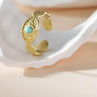 Vinger Ring in edelstaal, 304 roestvrij staal, met turkoois, mode sieraden & uniseks, gouden, Verkocht door PC