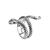 metal Anillo de dedo Cuff, Serpiente, chapado, Vintage & para mujer & con diamantes de imitación, tamaño:6-8, Vendido por UD