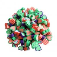 Polymer Ton Perlen , Herz, gemischtes Muster & DIY, gemischte Farben, 10mm, ca. 1000PCs/Tasche, verkauft von Tasche