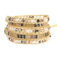 Bracelets de cristal, avec corde de cire & laiton & alliage de zinc, Rond, Placage, bijoux de mode & multicouche & unisexe & facettes, couleurs mélangées, Longueur:Environ 85 cm, Vendu par PC