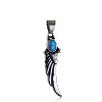 Titanium Steel Pendants with Turquoise Wing Shape polished vintage & DIY blue Sold By PC