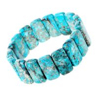 Pulseras de piedras preciosas, Jaspe Impresión, Rectángular, Joyería & unisexo, azul, longitud aproximado 18 cm, Vendido por UD