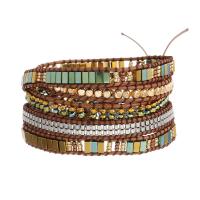 Bracelets Woven Ball hématite, avec corde de cire & cristal & fer & alliage de zinc, cadre, Placage, bijoux de mode & multicouche & unisexe, couleurs mélangées, Longueur:Environ 85 cm, Vendu par PC