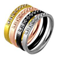 Anillo de dedo de Titantium Acero, Partículas de acero, Donut, Joyería & unisexo & diverso tamaño para la opción & con diamantes de imitación, más colores para la opción, 2.50mm, Vendido por UD