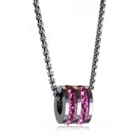Titanium Steel Pendants with Rhinestone Clay Pave Column DIY pink Sold By PC