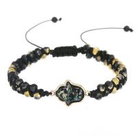 Bracelets de cristal, avec Cordon de noeud & résine & laiton, main, Placage de couleur d'or, Réglable & bijoux de mode & unisexe & facettes, couleurs mélangées, Vendu par PC