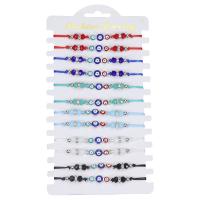 Evil Eye Jewelry Bracelet Zinc Alloy with Knot Cord & Paper & Crystal Flat Round silver color plated Adjustable & fashion jewelry & Unisex & enamel & with rhinestone mixed colors nickel lead & cadmium free Length Approx 7-33 cm Sold By Set